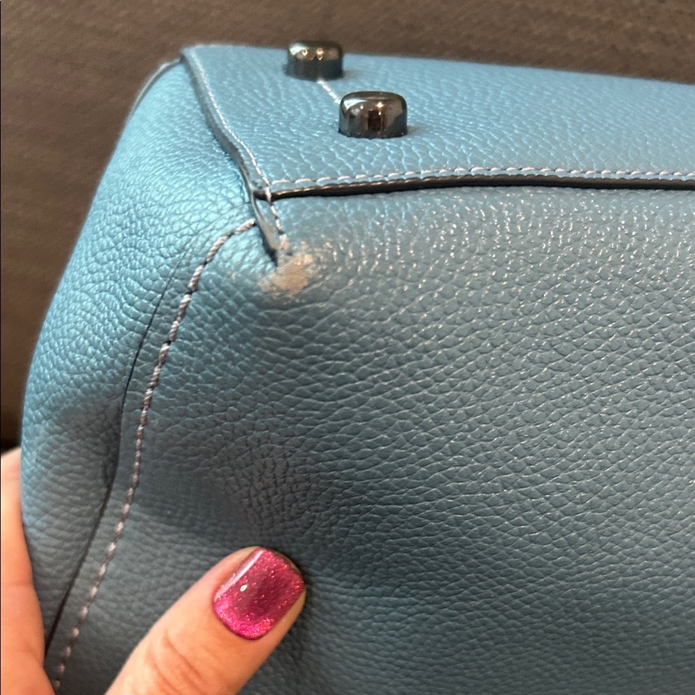 Coach Teal Leather Shoulder Bag - Picture 6 of 8